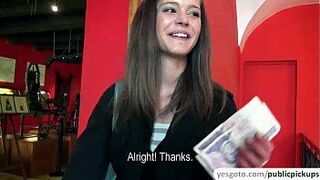 Beautiful Kelly exposes tits and ass at the museum in exchange of cash - porn video