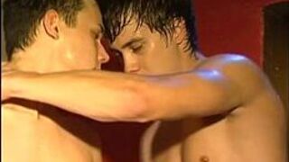 Two sweaty twinks fuck and cumkiss - porn video