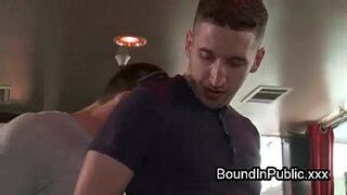 Bound guy with tied up dick gangbanged - porn video