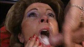 German mature housewife gets loads of cum on face - porn video